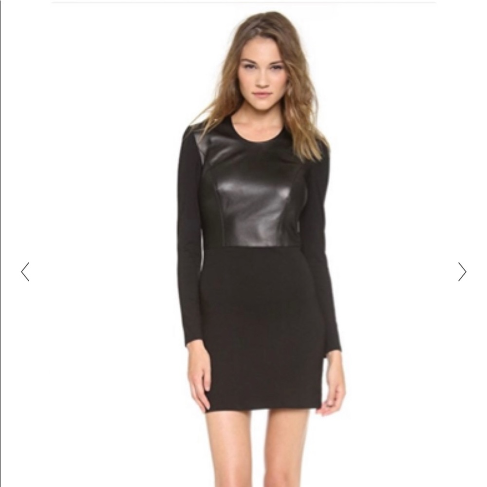 Helmut Lang long sleeve leather mini dress size 2